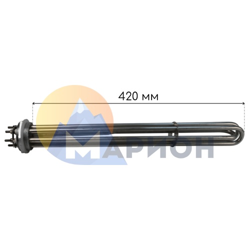 Блок ТЭН-10,0кВт, 220В (420мм.) G2" нерж/нерж (трубка + колпак) JH
